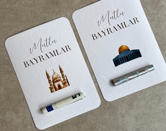 EID cards with chocolate or money strips as a gift, Bayram Mubarak, children, Bajram, Hayırlı Bayramlar, EID Mubarak, Sugar Feast