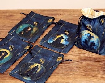 Velour Tarot pouch, Oracle Deck Bag, Drawstring Card Holder, Lined Storage Pouch, Witchy Gift