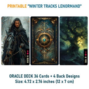 Cartas Lenormand imprimibles, Winter Tracks, Baraja Lenormand digital en PDF, Descarga instantánea