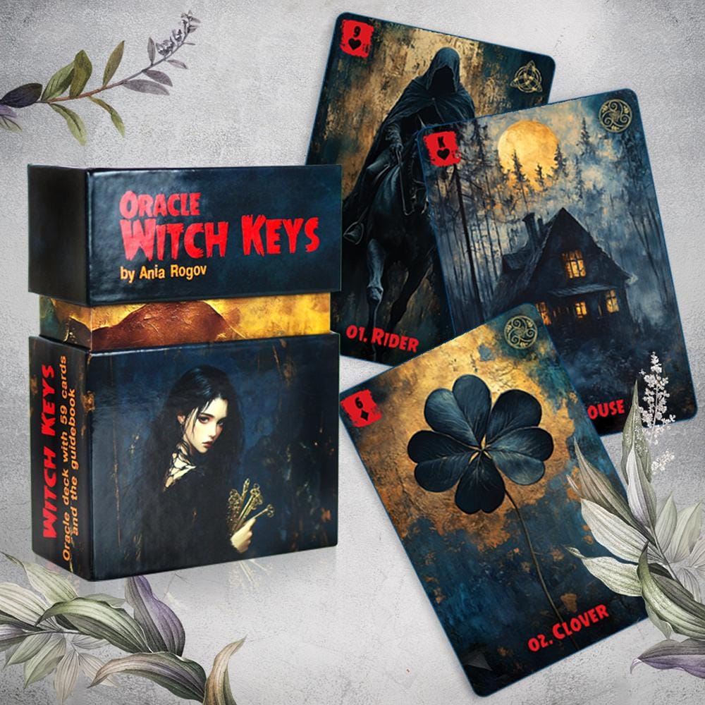Witch Keys Oracle Deck, Dark Lenormand Inspired Cards, Occult Divination (Guidebook Included)