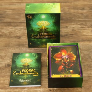 Floral Enchantments Tarotspel, 78 kaarten, 90 mm x 130 mm, Tarotkaarten, Nauwkeurige voorspellingen, Het kaartspel laadt op met positieve energie!