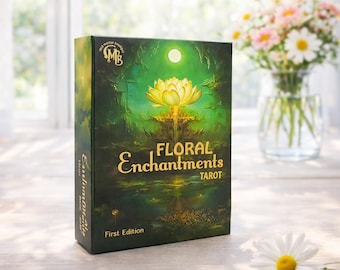 Mazzo di Tarocchi Incantesimi Floreale: Affermazioni Botaniche Positive con Bordi Dorati e Guida