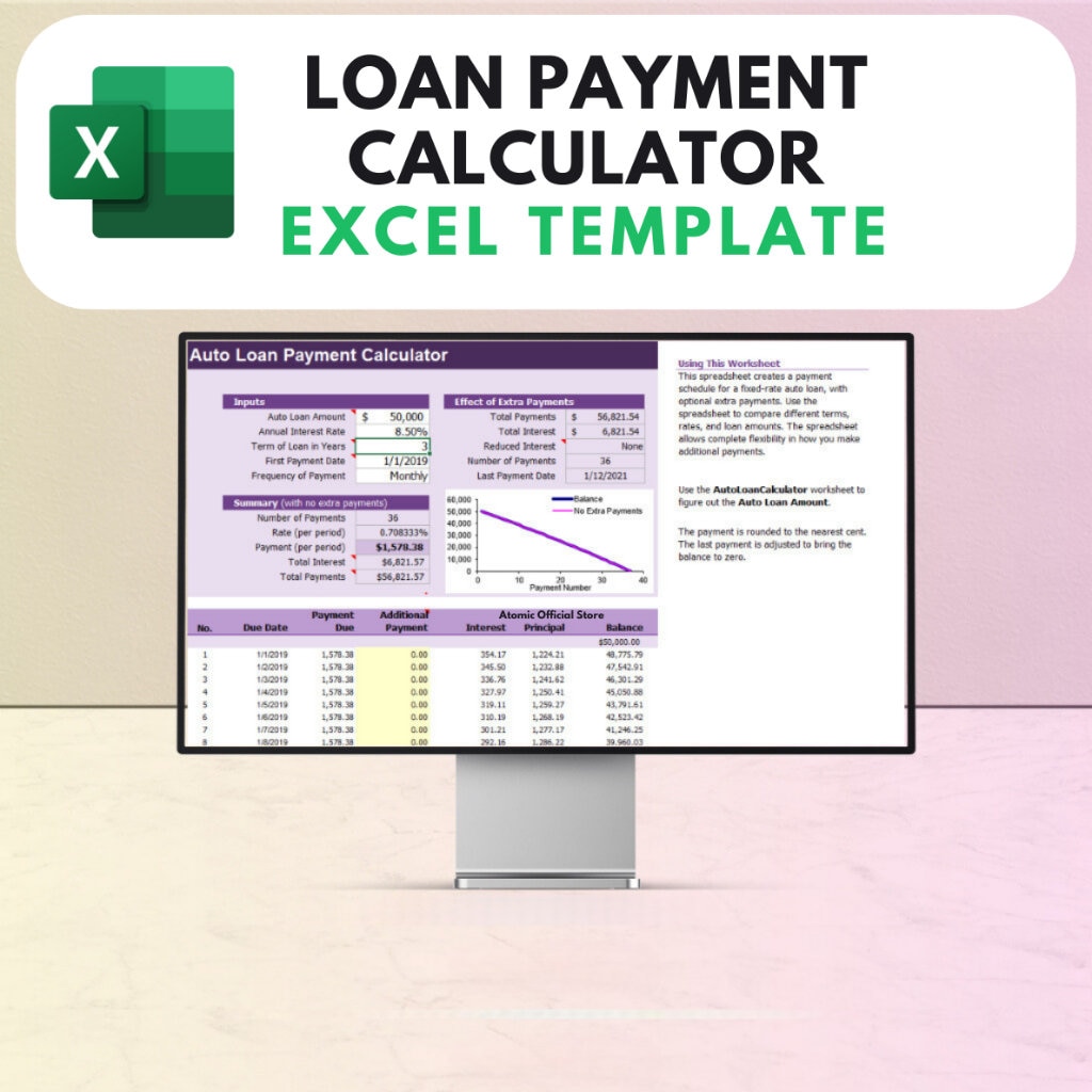 Excel Template Ready to Use Loan Payment Calculator Excel Template