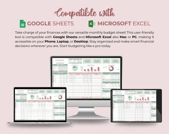 Customizable Monthly Budget Spreadsheet | Google Sheets Budget Template | Excel Expense Tracker | Financial Planner excel budget