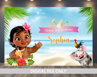 Baby Moana Backdrop Moana Birthday Banner Baby Moana Etsy