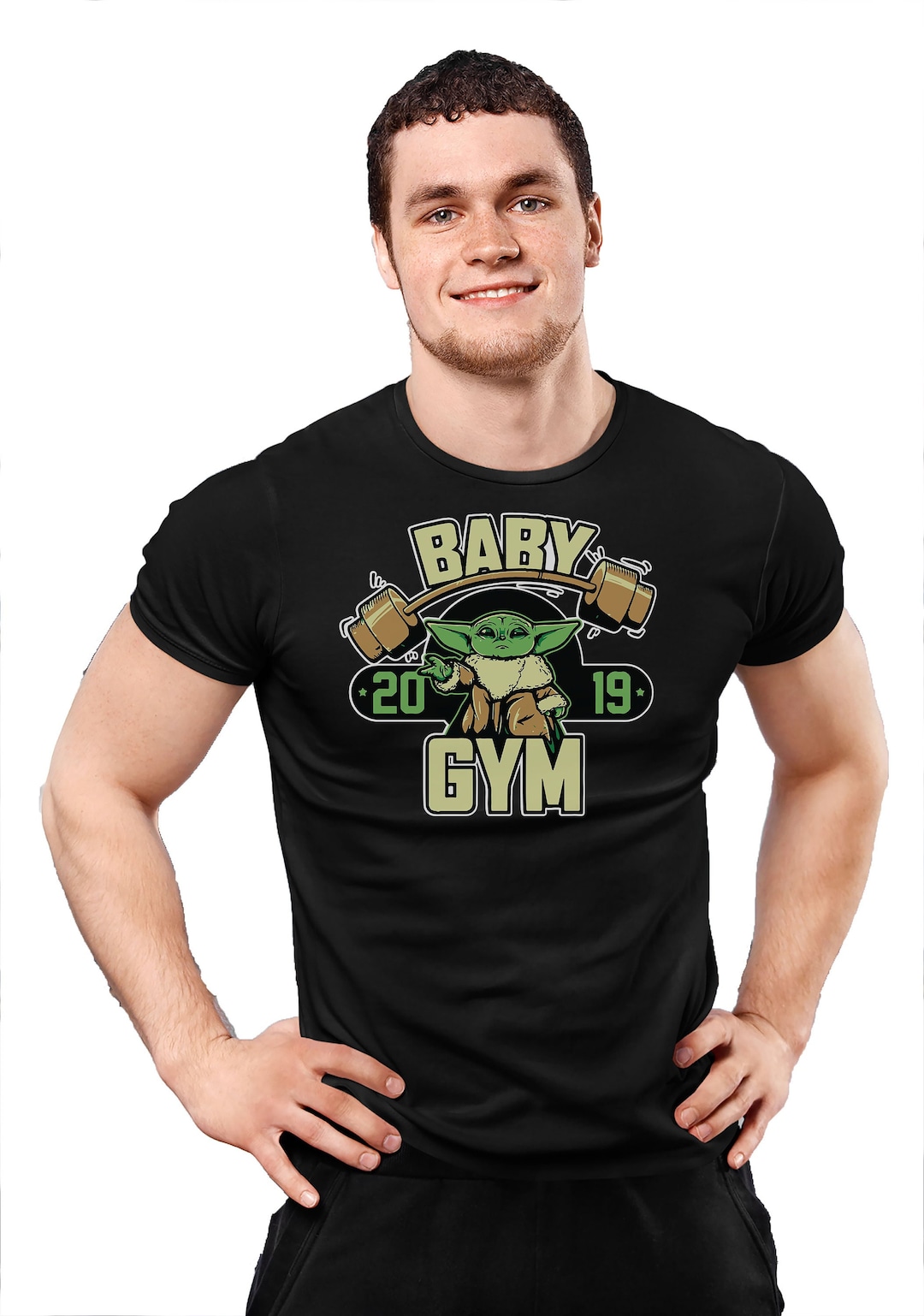 Baby Yoda Gym TShirt / Men's Fitness Tee Shirt / Gamers Gym Shirts