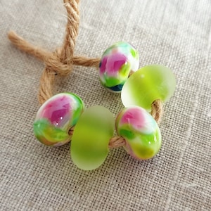 SECRET GARDEN SET 5pcs absolutely beautiful beads, charm artisan beads, vibrant color beads