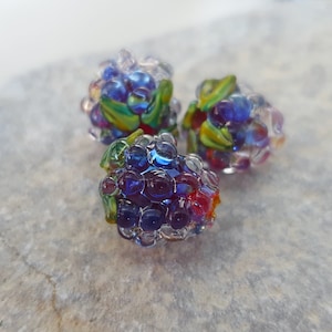 SUPER SPECIAL RASPBERRIES Glass Beads, 11mm Faery Raspberries Limited Edition Bead,  Magical Reflection Faerie Berry Artisan Glass Bead, 1pc