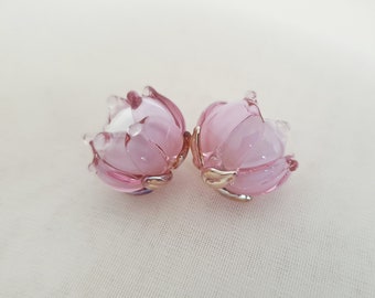 Perla di vetro BELLE BALLERINA ROSE, peonia rosa di vetro rosa cipria, graziosa delicatezza, 12-13 mm, bellissima perla di murano ninfea in edizione speciale, 1 pezzo