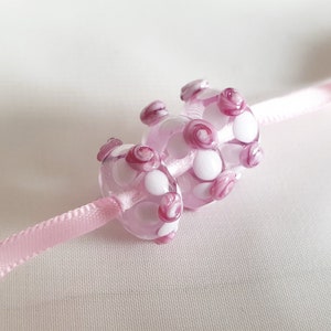 PRETTY SWEET PINK Beads, Lampwork Lady Pink Bead, 15x8mm Pink Roses Beads, Handmade Rose Bud Beads, Girly Dreams Beads, 1pc
