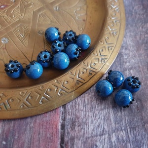 BLUEBERRY BEADS, 10mm Glass Berry Beads, Lampwork Berry Bead, Handmade beads, 1pc