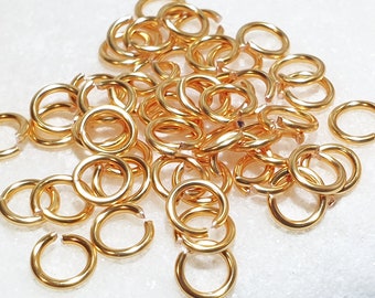 20 anneaux à sauter ouverts plaqués or, beaux anneaux plaqués or 18 carats, anneaux à sauter pour fabrication de bijoux 3 mm de diamètre interne, 0,8 mm - Gauge-20, 20 pièces