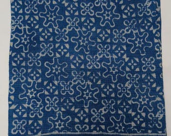 Handmade Indigo Block Print Cotton Throw 130 x 160 cm
