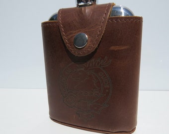 SOLD 100+ SADDLE HIP FLASK LEATHER CASE ONLY BROWN OR BLACK FREE P&P UK 