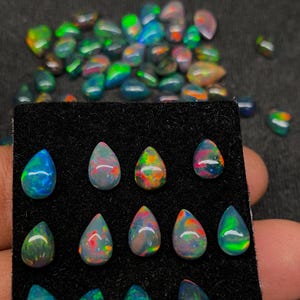 13 Pcs Lot Box Opal Cabochon, AAA+++ Top Quality Natural Ethiopian Opal Gemstone Cabs, Welo Opal, Pear Opal, Multi Flashy Opal, Fire Opal
