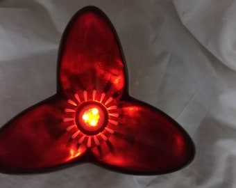 Dune Sandworm with LED colour changing Tea light. Hand carved from hardwood