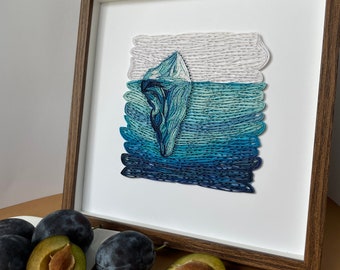 Quilling iceberg – Paper painting – Quilling ocean – An iceberg in the ocean – Wall art – Квілінг