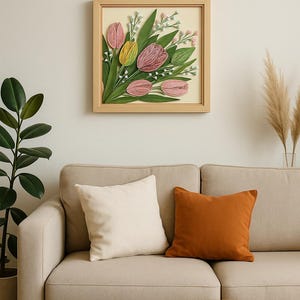 Tulipe quilling – Art mural floral en papier fait main | Décoration d'intérieur botanique élégante