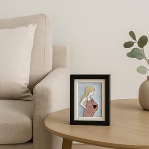 Quilling Art – Silhouette di futura mamma / Decorazione murale in carta fatta a mano con raffigurazione femminile