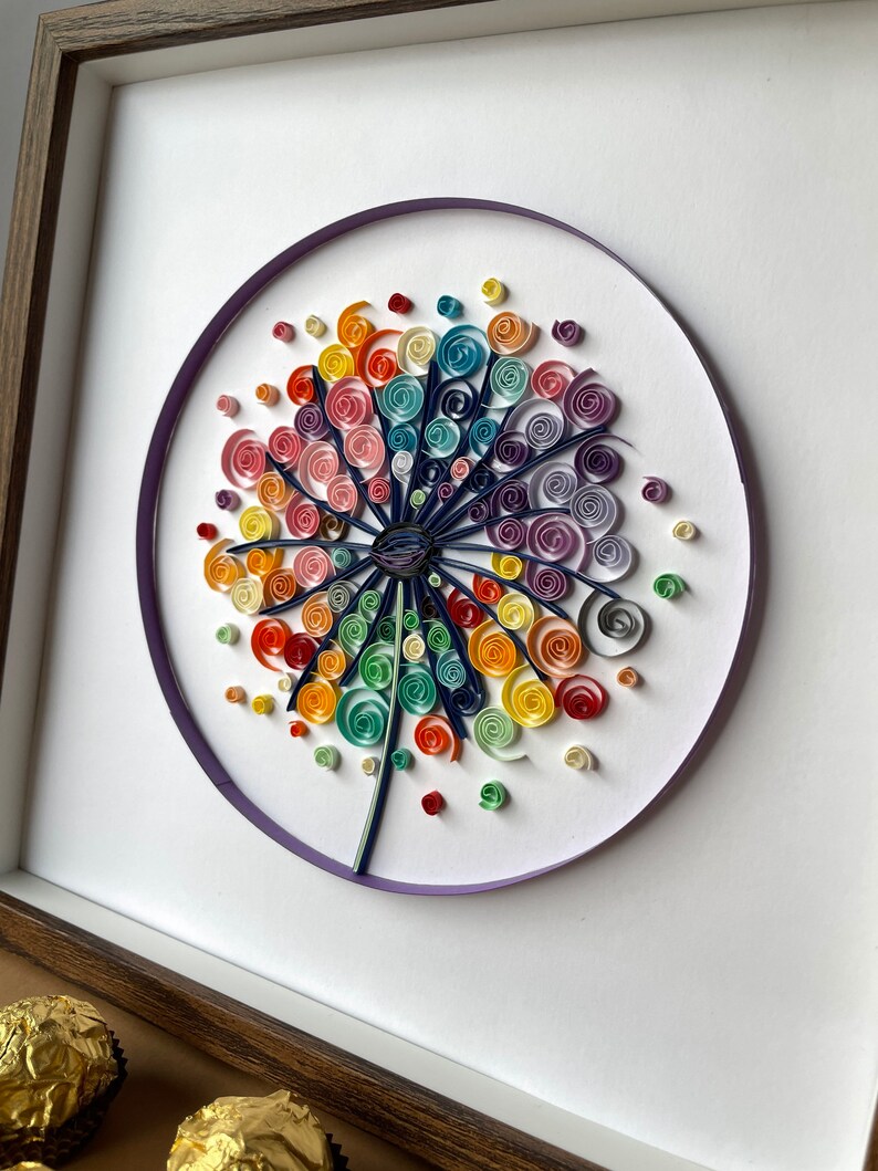 Quilling Dandelion Paper Flowers Wall Art Handmade Etsy