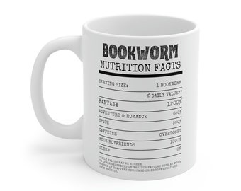 Bookworm Nutrition Facts Mug | Booklover mug | Bookish mug | Reading mug | Bookish gift