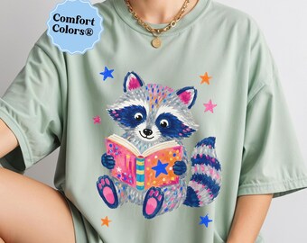 Chemise livresque Comfort Colors®, joli t-shirt raton laveur, cadeau de prof de lecture pour professeur d'anglais, cadeau de chemise de lecteur pour rat de bibliothèque