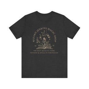 Wizard Jenkins Magic Shop T-Shirt | Howl Pendragon Shirt | Miyazaki tee | Howls Castle inspired, subtle anime shirt Dark Grey Heather