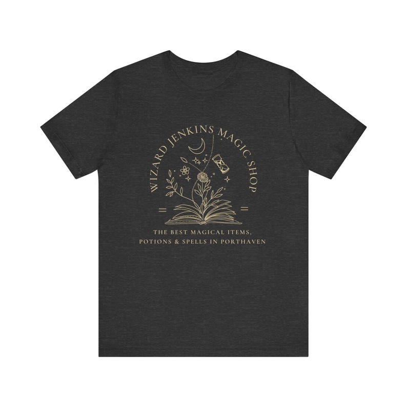 Wizard Jenkins Magic Shop T-Shirt | Howl Pendragon Shirt | Miyazaki tee | Howls Castle inspired, subtle anime shirt Dark Grey Heather