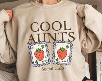 Cool aunts social club sweatshirt auntie crewneck new aunt gift cute auntie shirt gift for aunt pregnancy reveal auntie crewneck funny aunt