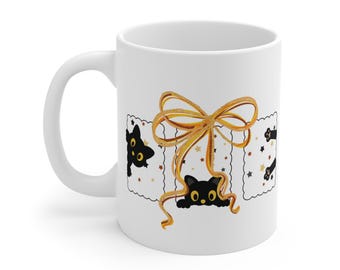 Funny cats mug halloween black cat mug cat lover gift cute halloween coffee mug halloween bow cup spooky season gifts black cat cup