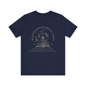 Wizard Jenkins Magic Shop T-Shirt | Howl Pendragon Shirt | Miyazaki tee | Howls Castle inspired, subtle anime shirt Navy