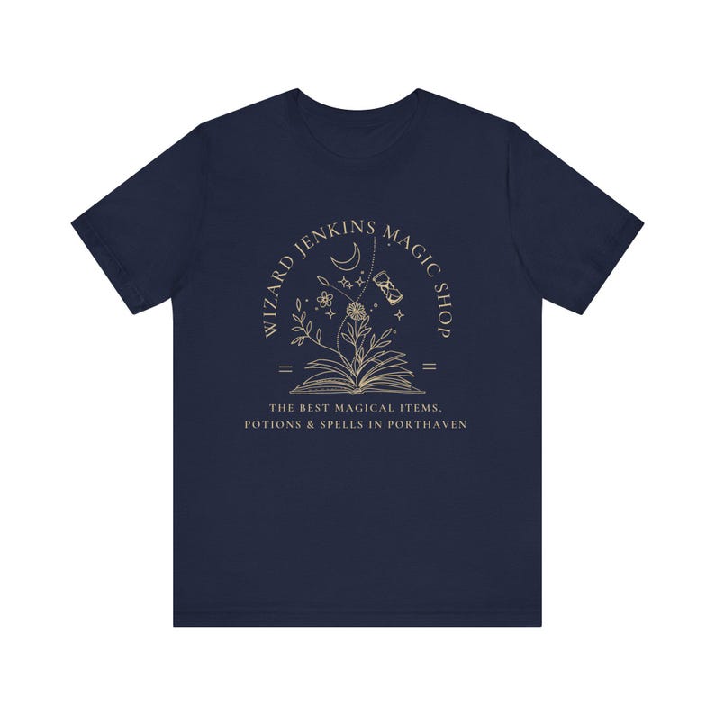 Wizard Jenkins Magic Shop T-Shirt | Howl Pendragon Shirt | Miyazaki tee | Howls Castle inspired, subtle anime shirt Navy