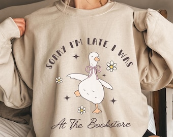 Book lover sweatshirt bookish merch bookish girly reading sweater goose gift reader sweatshirt book sweater librarian crewneck goose shirt