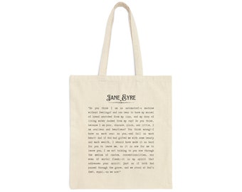 Jane Eyre Canvas Tote Bag | Jane Eyre quote | Literary tote bag | Book lover gift | Bookworm gift | Charlotte Bronte