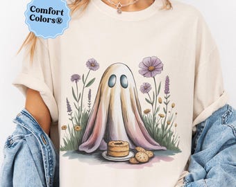 Baking Halloween summer shirt floral ghost baking ghost summerween spooky season halloween tshirts flower tee halloween outfits cooking tee