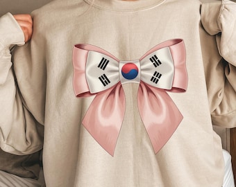 Korean Flag Sweatshirt cute bow style Korean Sweatshirt, South Korea Flag Crewneck South Korea gift South Korea Shirt