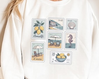 La Dolce Vita Sweatshirt, limoncello italian coast crewneck, vintage stamp sweatshirt, Amalfi coast shirt lemon shirt, italy travel gifts