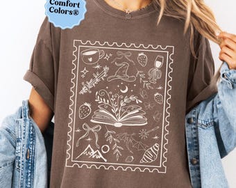 Comfort colors® bookish shirt bow stamp reading tee book club tshirt book lover shirt gift for bookworm reading shirt librarian tee reader
