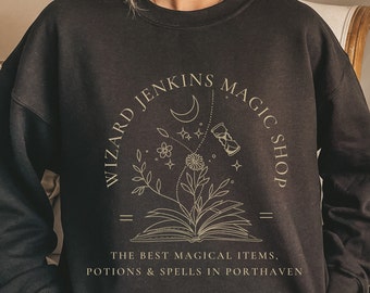 Wizard Jenkins Magic Shop Sweatshirt | Howl Pendragon Crewneck | Miyazaki Sweatshirt | Howls Castle Gifts