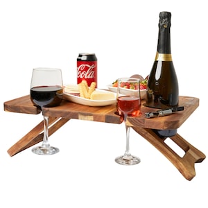 DIDBELL Wine Picnic Table portable, Wine Opener, Tote bag and Gift Box Included! Portable Table, picnic accessories, great Mothers Day gift