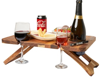 DIDBELL Wine Picnic Table portable, Wine Opener, Tote bag and Gift Box Included! Portable Table, picnic accessories, great Mothers Day gift