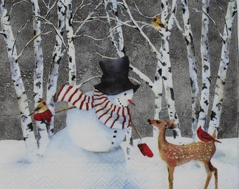 Decoupage Cocktail Napkins / Christmas - Winter Friends
