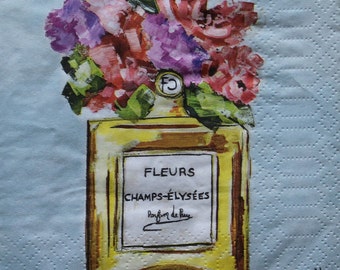 Decoupage Cocktail Napkins / Perfume Bottle