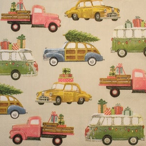 Decoupage Lunch Napkins /Christmas Cars & Trucks