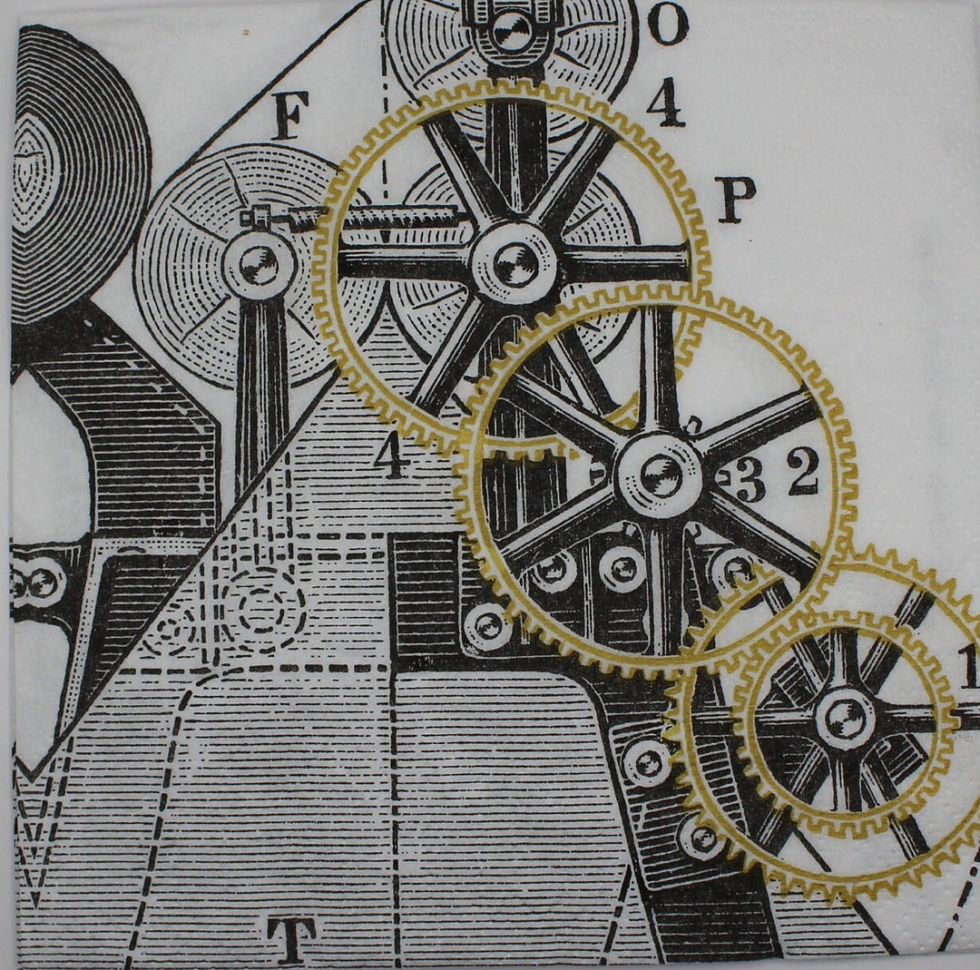 Decoupage Cocktail Napkins / Clockwork Etsy