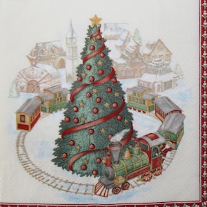 Decoupage Lunch Napkins / Christmas Train