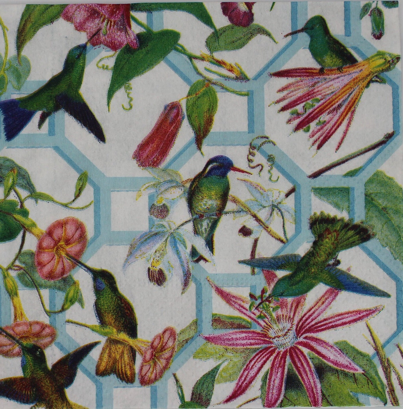 Decoupage Cocktail Napkins / Garden of Hummingbirds Etsy
