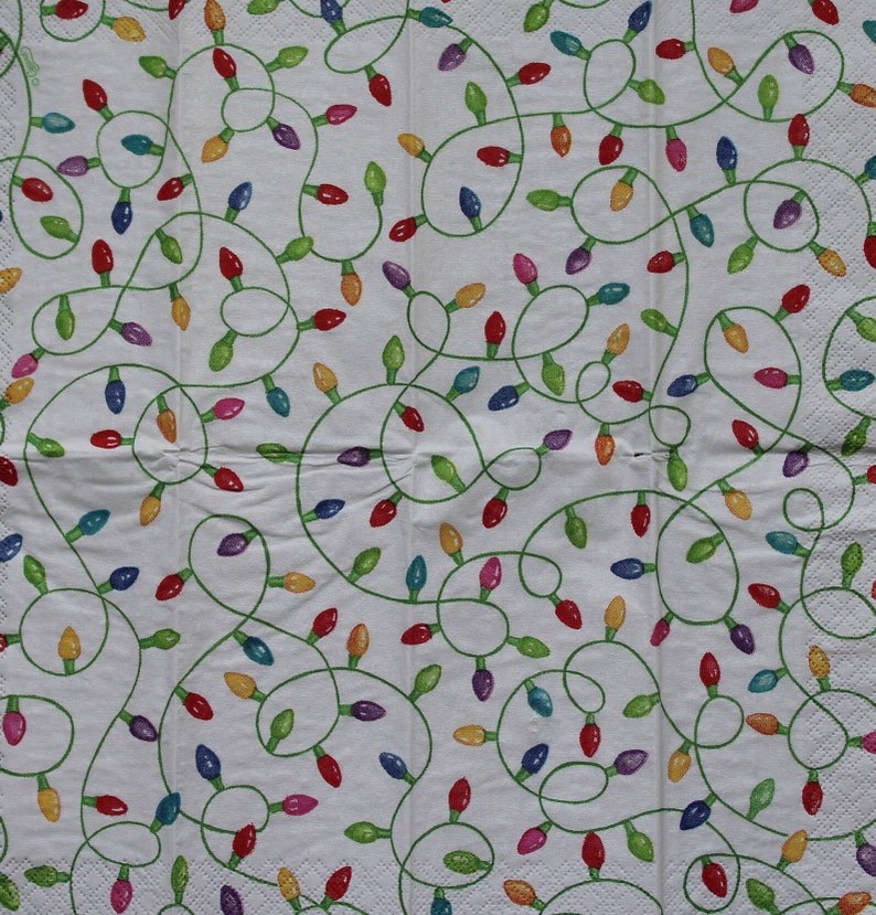 Decoupage Facial Tissues / Christmas Lights Etsy