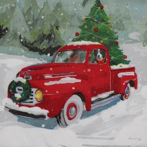 Decoupage Cocktail Napkins / Red Pickup Truck