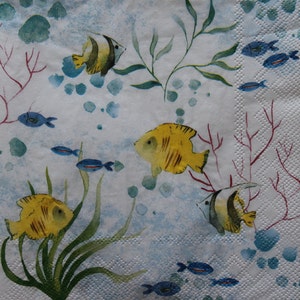 Decoupage Lunch Napkins / Sea Life - Yellow Fish
